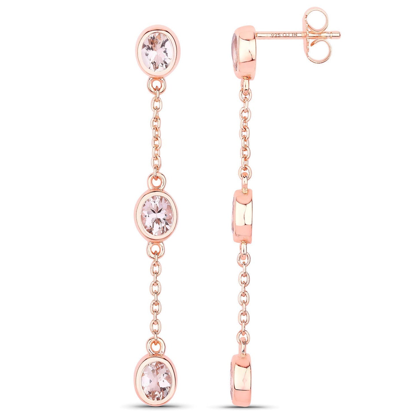 1.62 Carat Genuine Morganite .925 Sterling Silver Earrings Bids.com
