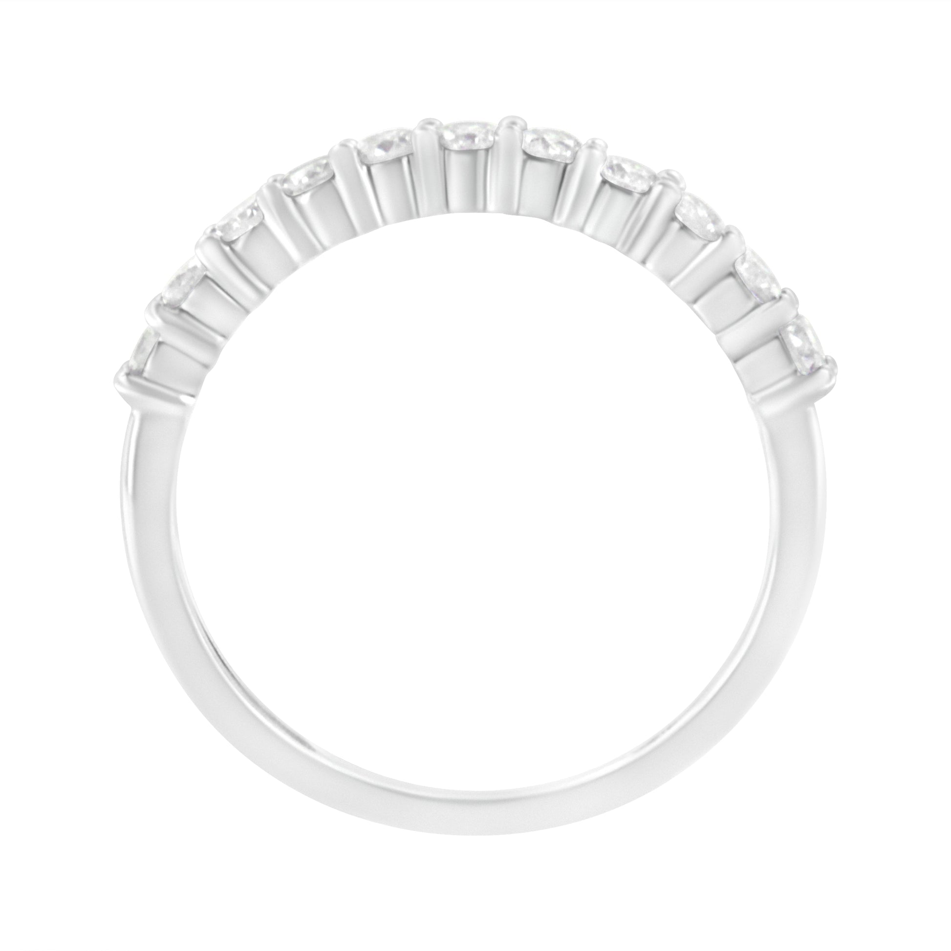 IGI Certified 1/2 Cttw Diamond 10K White Gold Prong Set Fluted Band Style Ring (I-J Color, I2-I3 Clarity) - Size 7 Bids.com