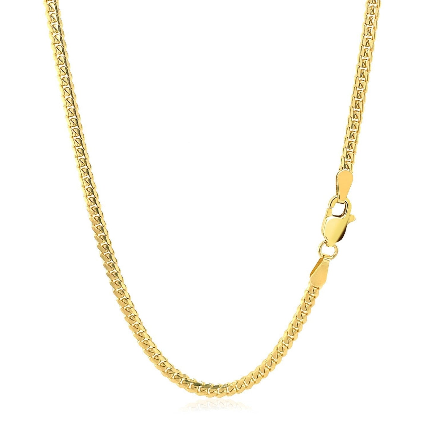 2.6mm 14k Yellow Gold Classic Solid Miami Cuban Chain Bids.com