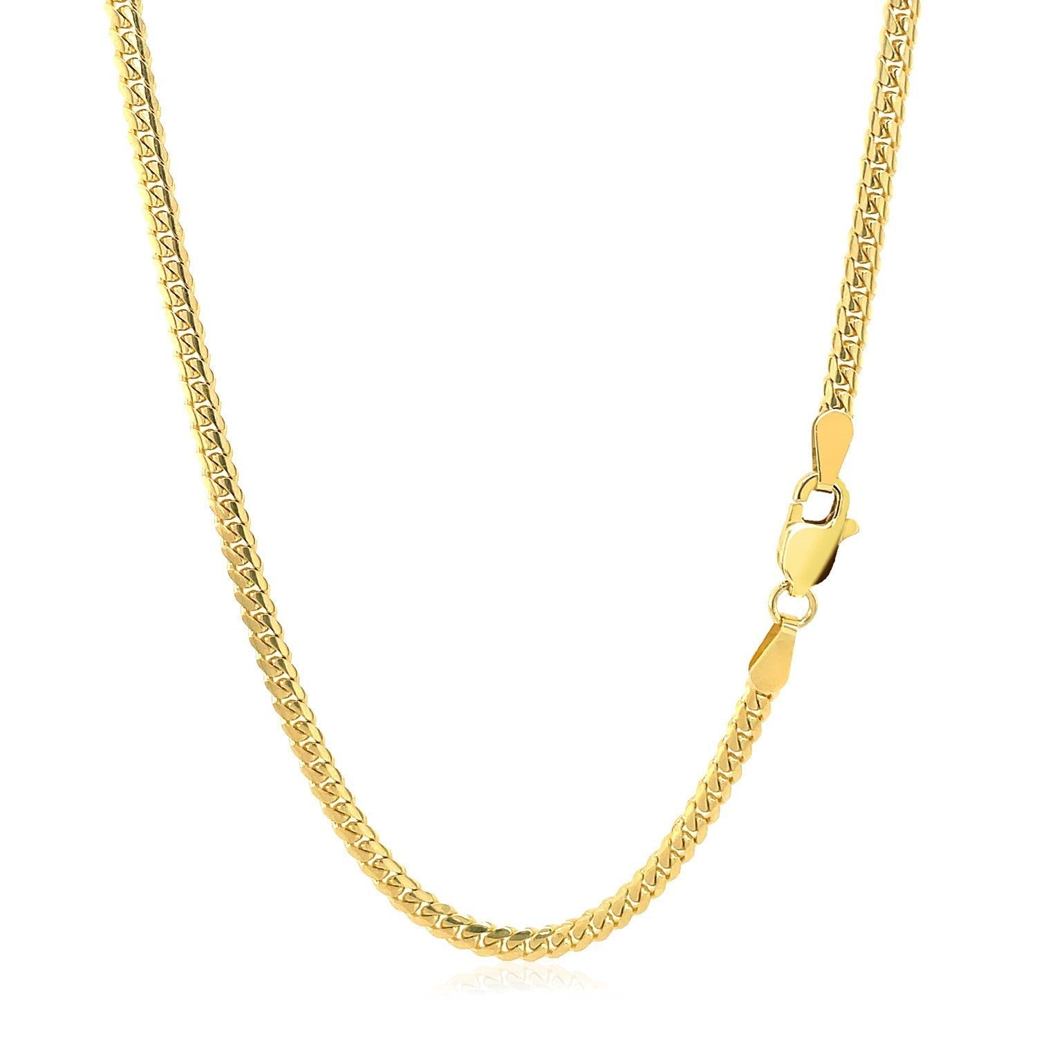 2.6mm 14k Yellow Gold Classic Solid Miami Cuban Chain Bids.com