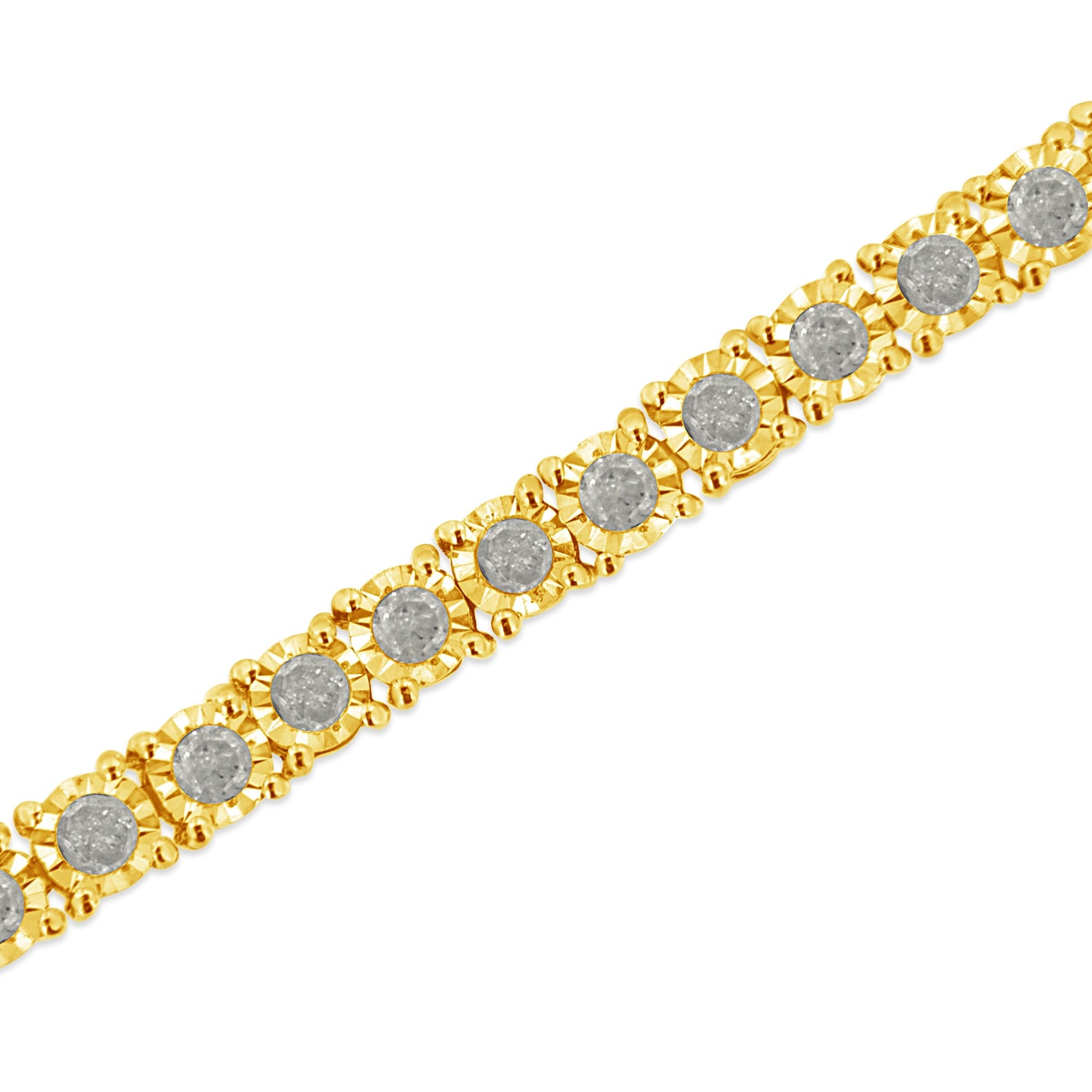 14K Yellow Gold Plated .925 Sterling Silver 3.0 Cttw Miracle-Set Diamond Tennis Bracelet (L-M Color, I2-I3 Clarity) - 7.25" Bids.com