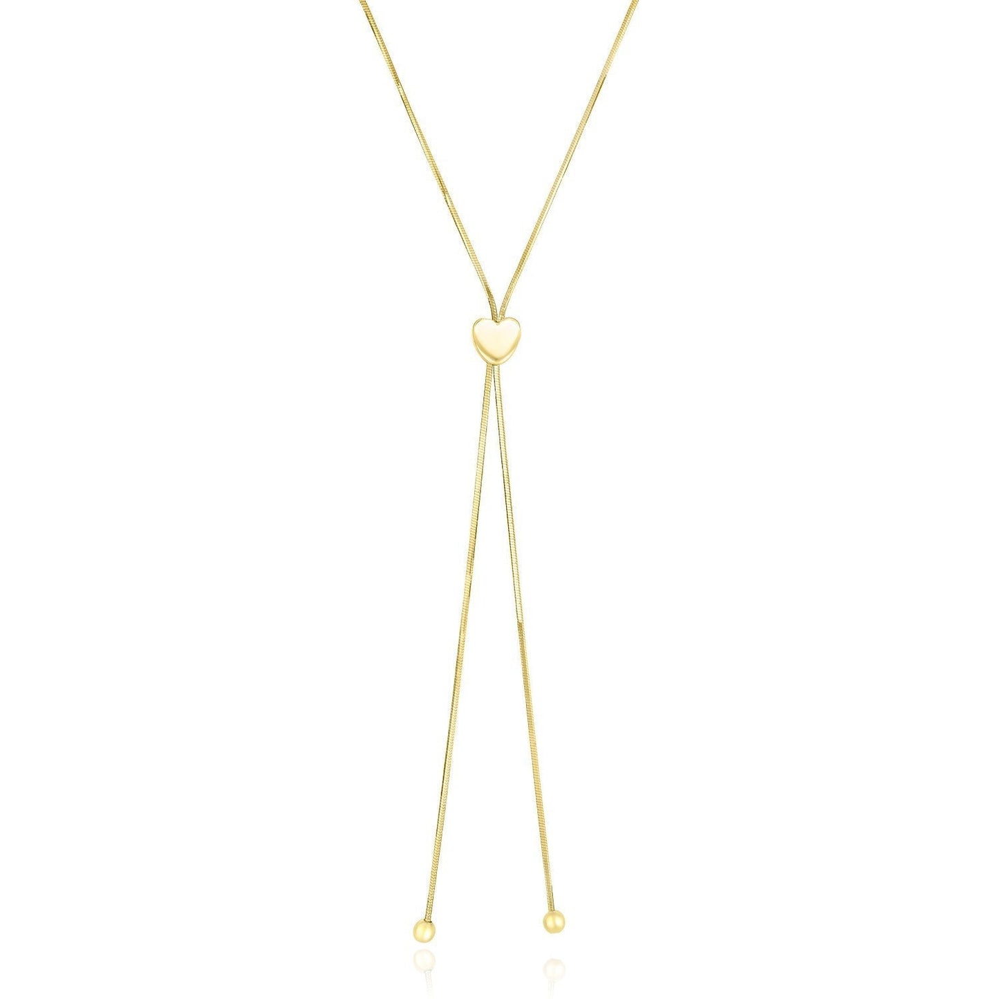 14k Yellow Gold Adjustable Heart Style Lariat Necklace Bids.com