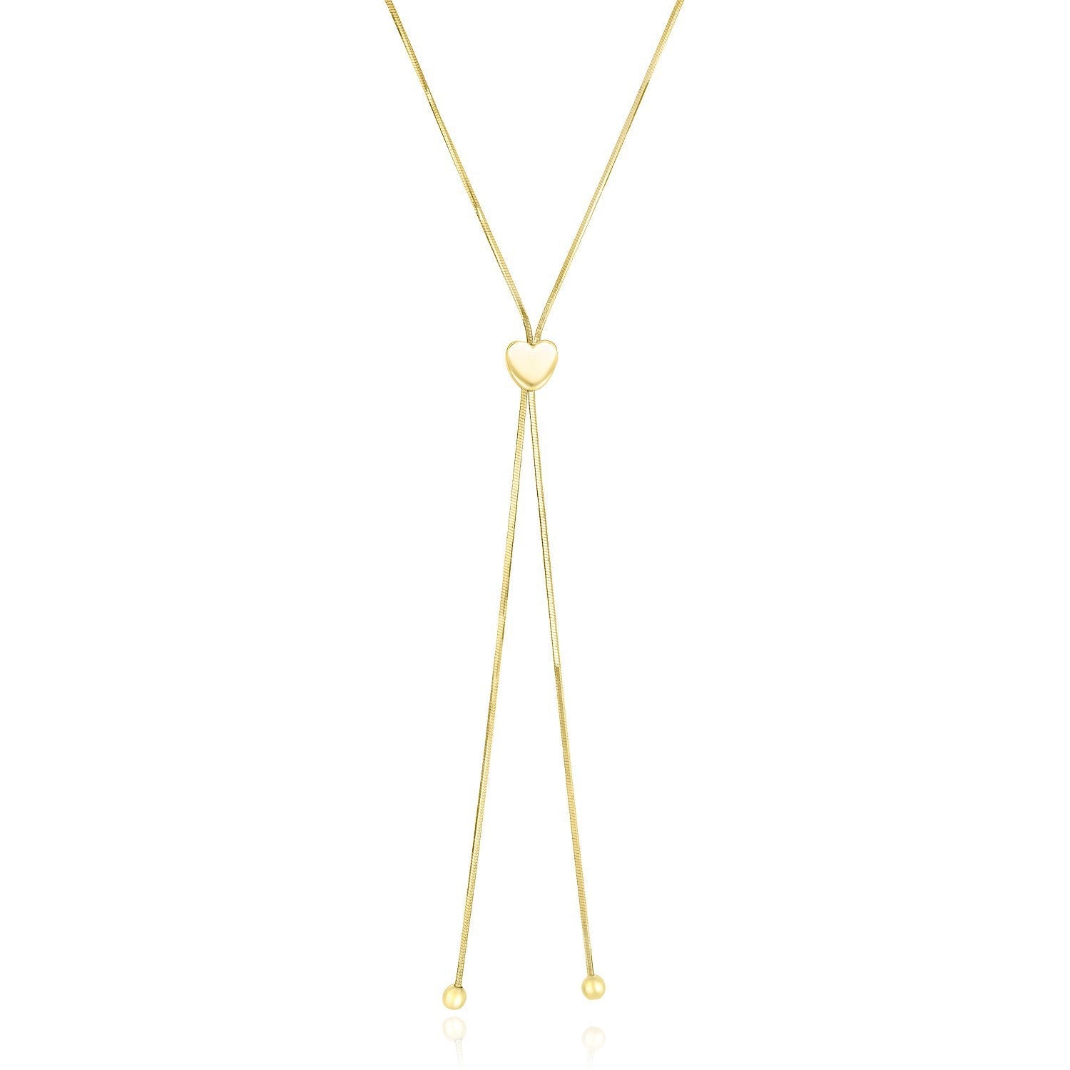 14k Yellow Gold Adjustable Heart Style Lariat Necklace Bids.com