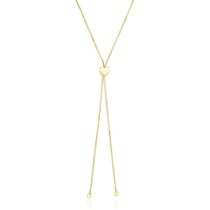 14k Yellow Gold Adjustable Heart Style Lariat Necklace Bids.com