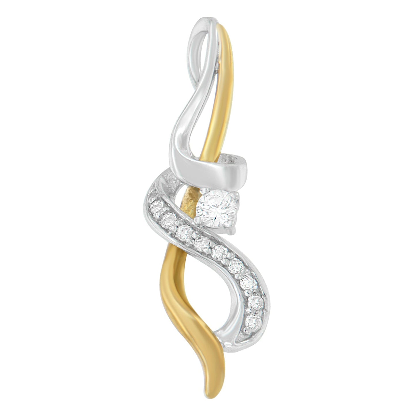 Espira 10K Two-tone Gold 1/5 cttw Diamond Intertwined Swirl Pendant Necklace (J-K, I1-I2) Bids.com