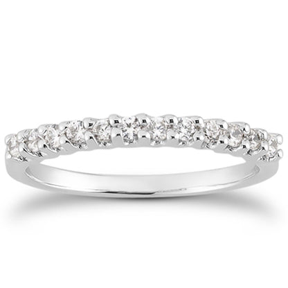14k White Gold Fancy U Setting Shared Prong Diamond Wedding Ring Band Bids.com