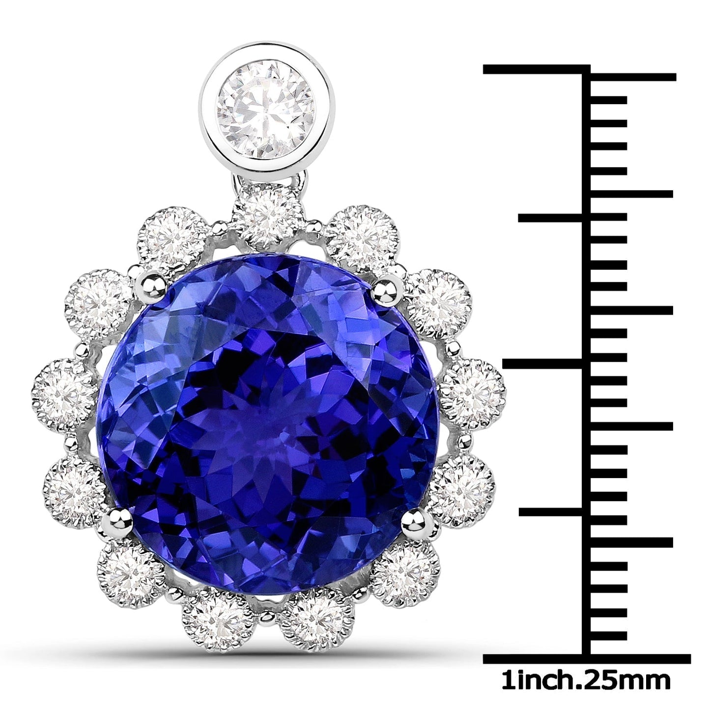 14.36 Carat Genuine Tanzanite and White Diamond 18K White Gold Pendant Bids.com