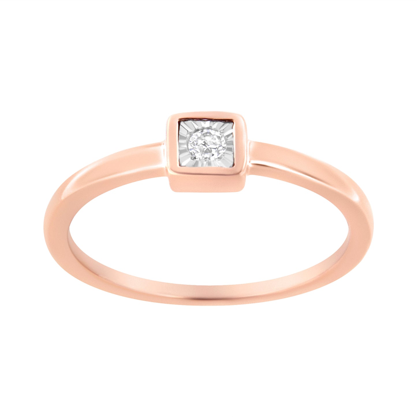 14K Rose Gold Plated .925 Sterling Silver 1/20 cttw Miracle Set Diamond Promise Ring (J-K Color, I1-I2 Clarity) - Size 6 Bids.com
