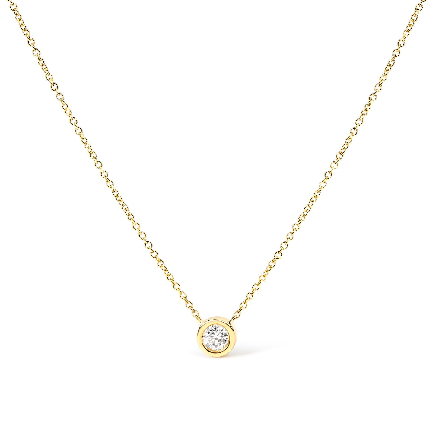 2 Micron 14K Rose Gold Plated Sterling Silver Bezel-Set Diamond Solitaire Pendant Necklace (1/3 cttw, H-I Color, I1-I2 Clarity) Bids.com