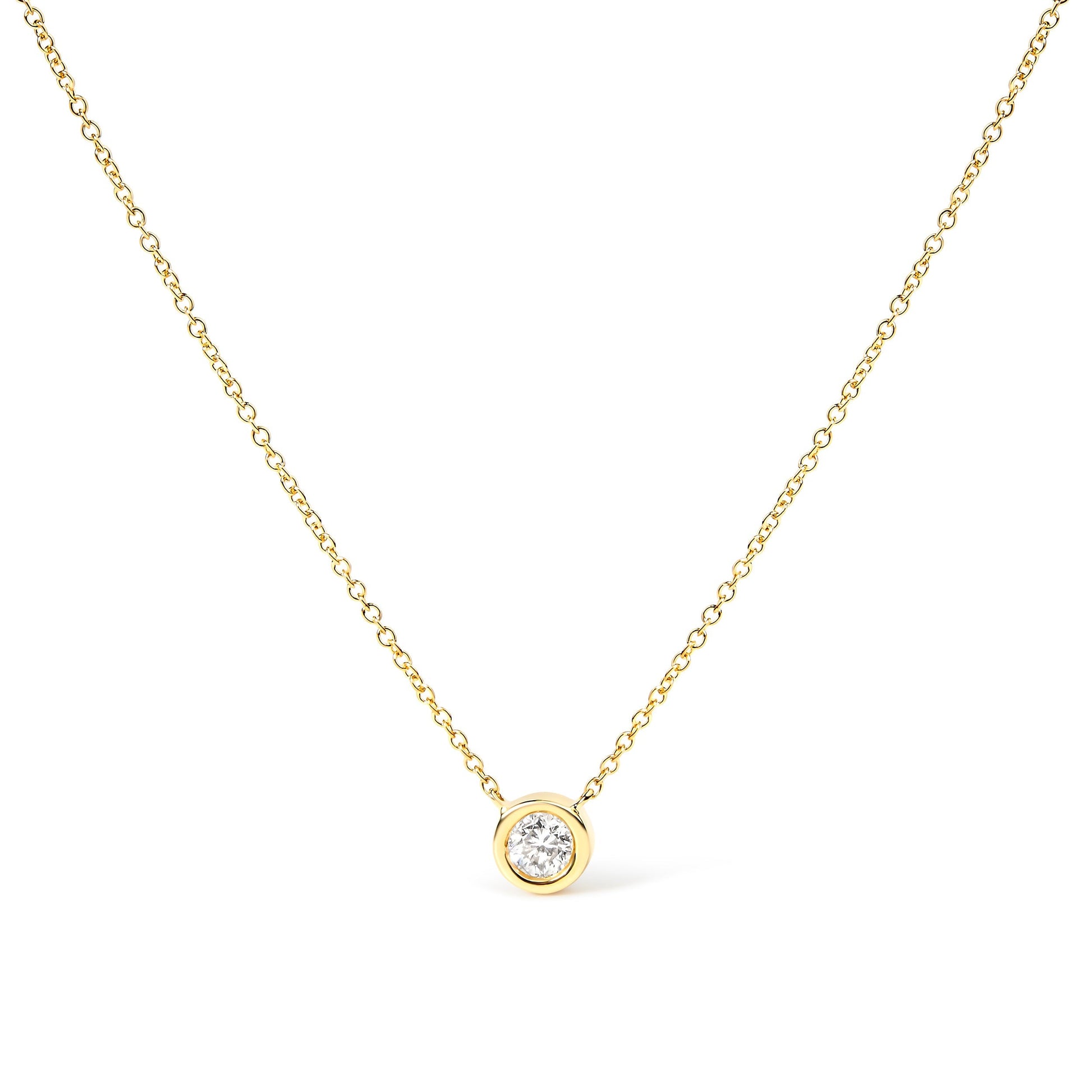 2 Micron 14K Rose Gold Plated Sterling Silver Bezel-Set Diamond Solitaire Pendant Necklace (1/3 cttw, H-I Color, I1-I2 Clarity) Bids.com