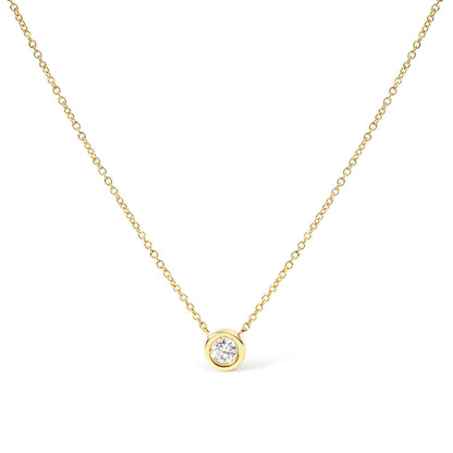 2 Micron 14K Rose Gold Plated Sterling Silver Bezel-Set Diamond Solitaire Pendant Necklace (1/3 cttw, H-I Color, I1-I2 Clarity) Bids.com