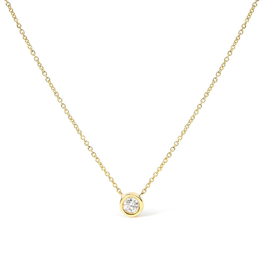 2 Micron 14K Rose Gold Plated Sterling Silver Bezel-Set Diamond Solitaire Pendant Necklace (1/3 cttw, H-I Color, I1-I2 Clarity) Bids.com