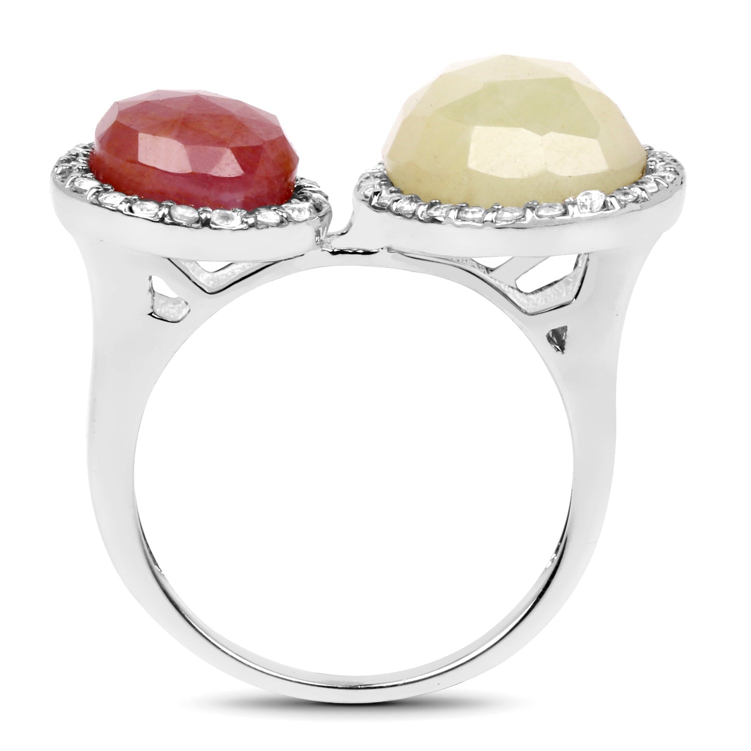 8.86 Carat Genuine Pink Sapphire and Sapphire White .925 Sterling Silver Ring Bids.com