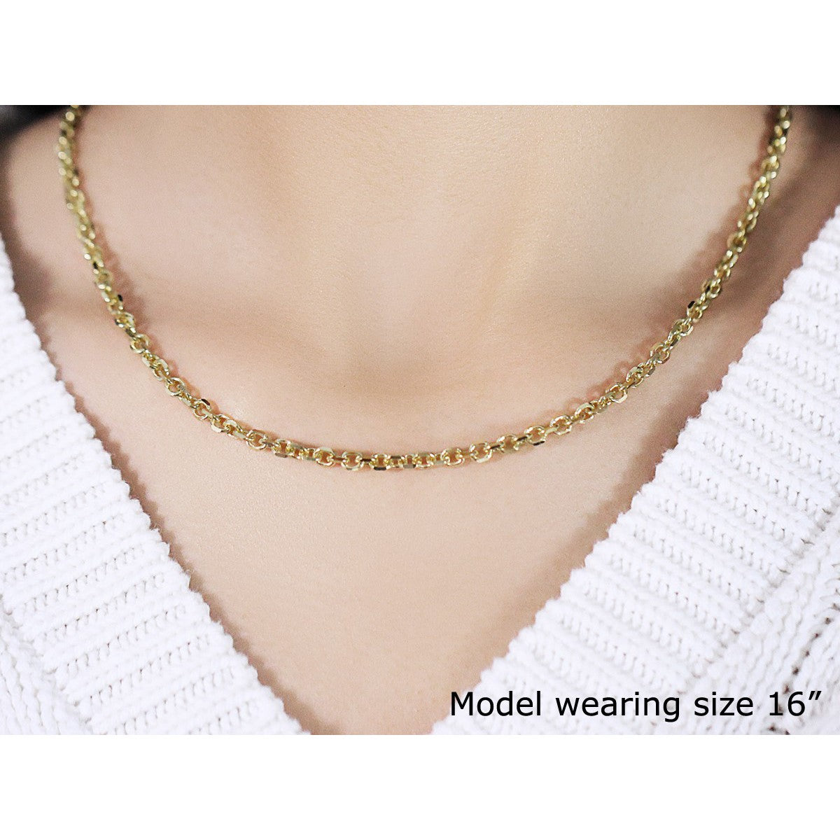 4.0mm 14k Yellow Gold Diamond Cut Cable Link Chain Bids.com