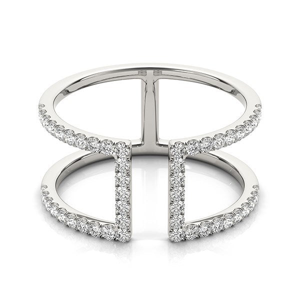 14k White Gold Modern Dual Band Style Diamond Ring (1/2 cttw) Bids.com