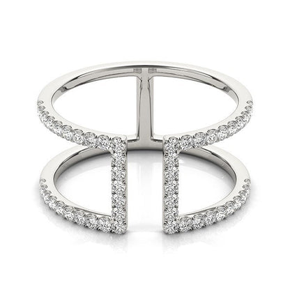 14k White Gold Modern Dual Band Style Diamond Ring (1/2 cttw) Bids.com