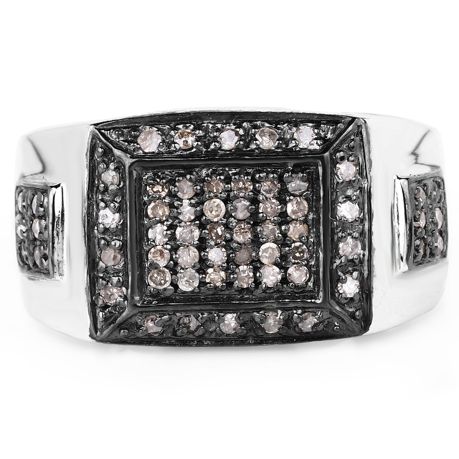 0.52 Carat Genuine Champagne Diamond .925 Sterling Silver Ring Bids.com