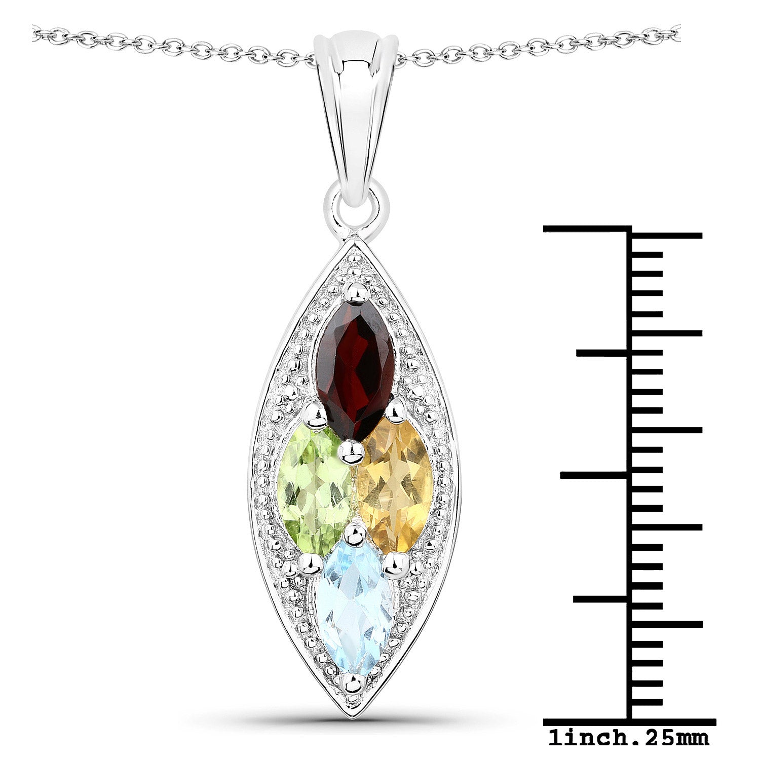 2.35 Carat Genuine Multi Stones .925 Sterling Silver Pendant Bids.com