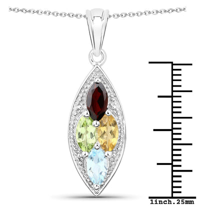2.35 Carat Genuine Multi Stones .925 Sterling Silver Pendant Bids.com