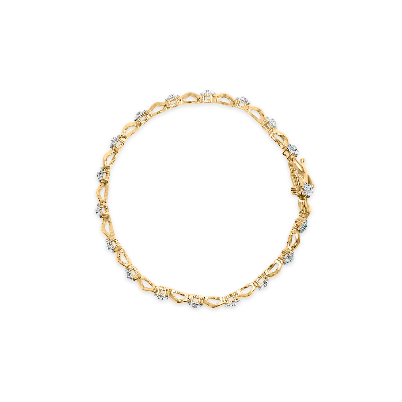 10k Yellow Gold 1.00 Cttw Round-Cut Diamond Floral S-Link 7.50" Bracelet (I-J Color, I2-I3 Clarity) Bids.com