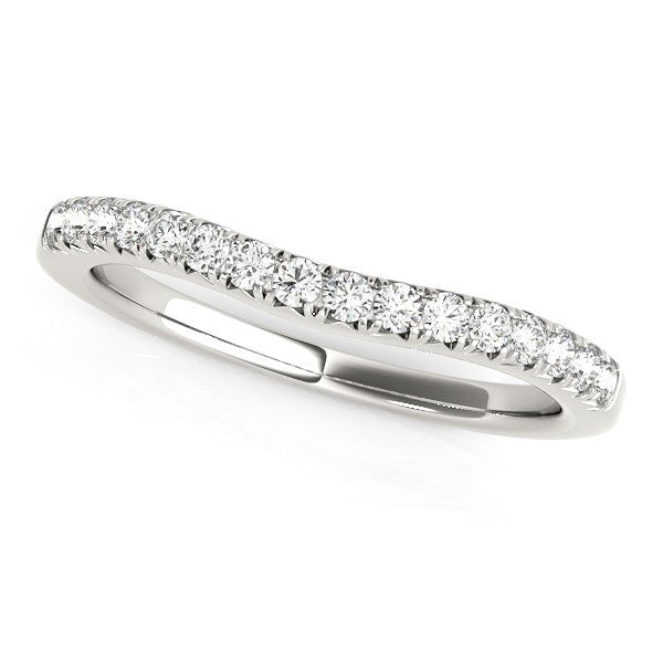 14k White Gold Pave Set Round Curved Wedding Band (1/4 cttw) Bids.com