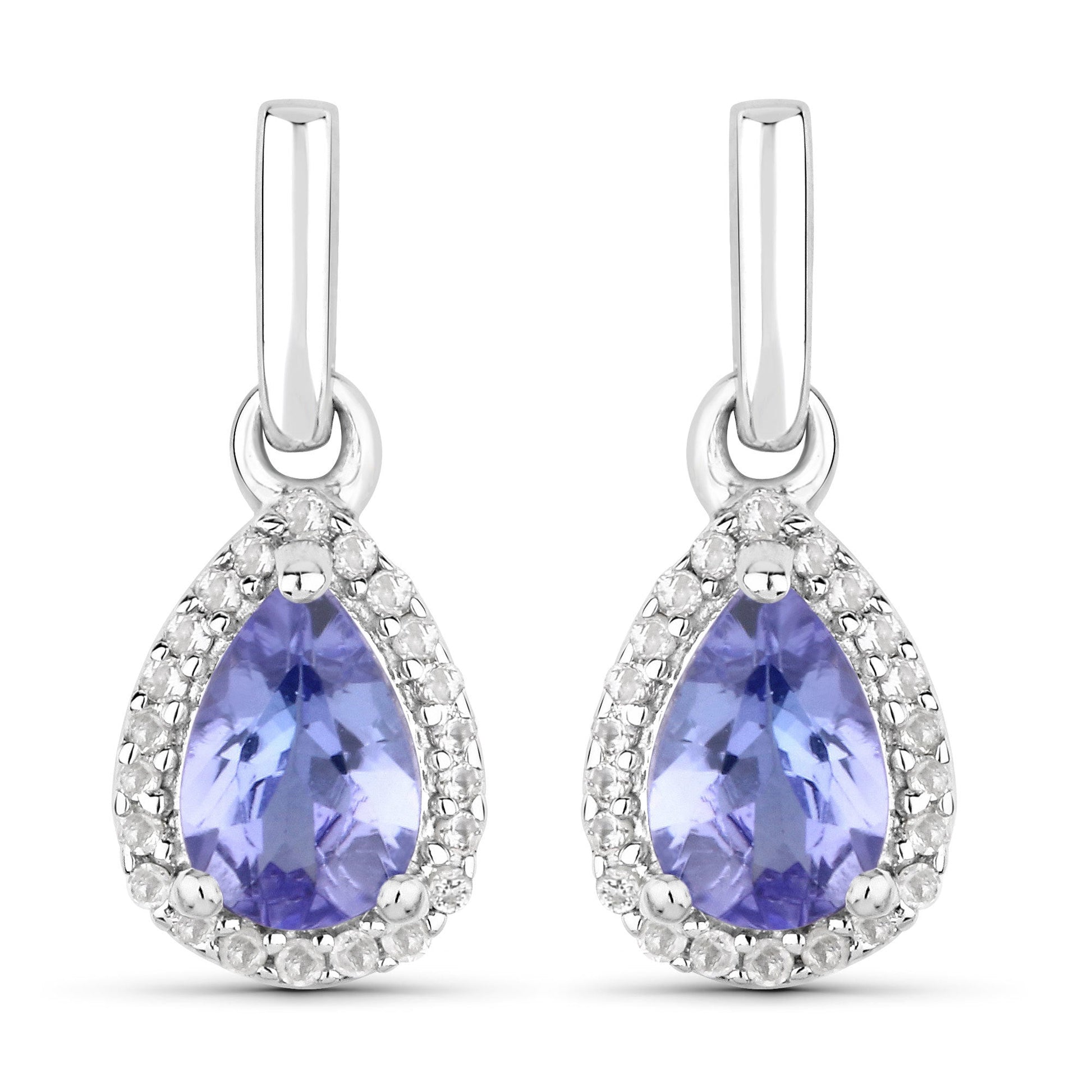 0.85 Carat Genuine Tanzanite and White Topaz .925 Sterling Silver Earrings Bids.com