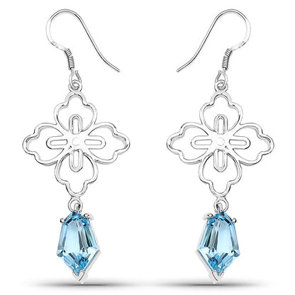 12.82 Carat Genuine Swiss Blue Topaz .925 Sterling Silver Earrings Bids.com