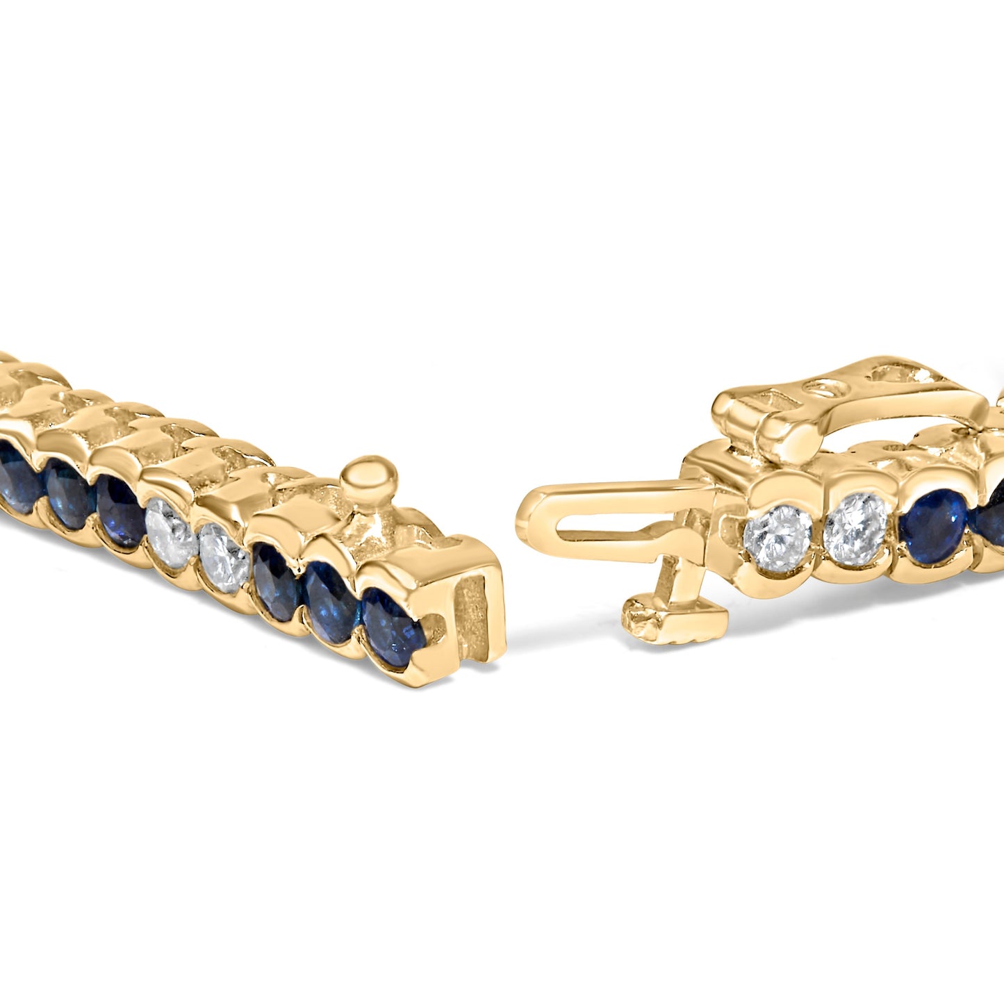 14K Yellow Gold 1 3/4 Cttw Diamond and 5.0 Cttw Blue Sapphire Bezel Set Tennis Bracelet (G-H Color, SI1-SI2 Clarity) - 7" Inches Bids.com
