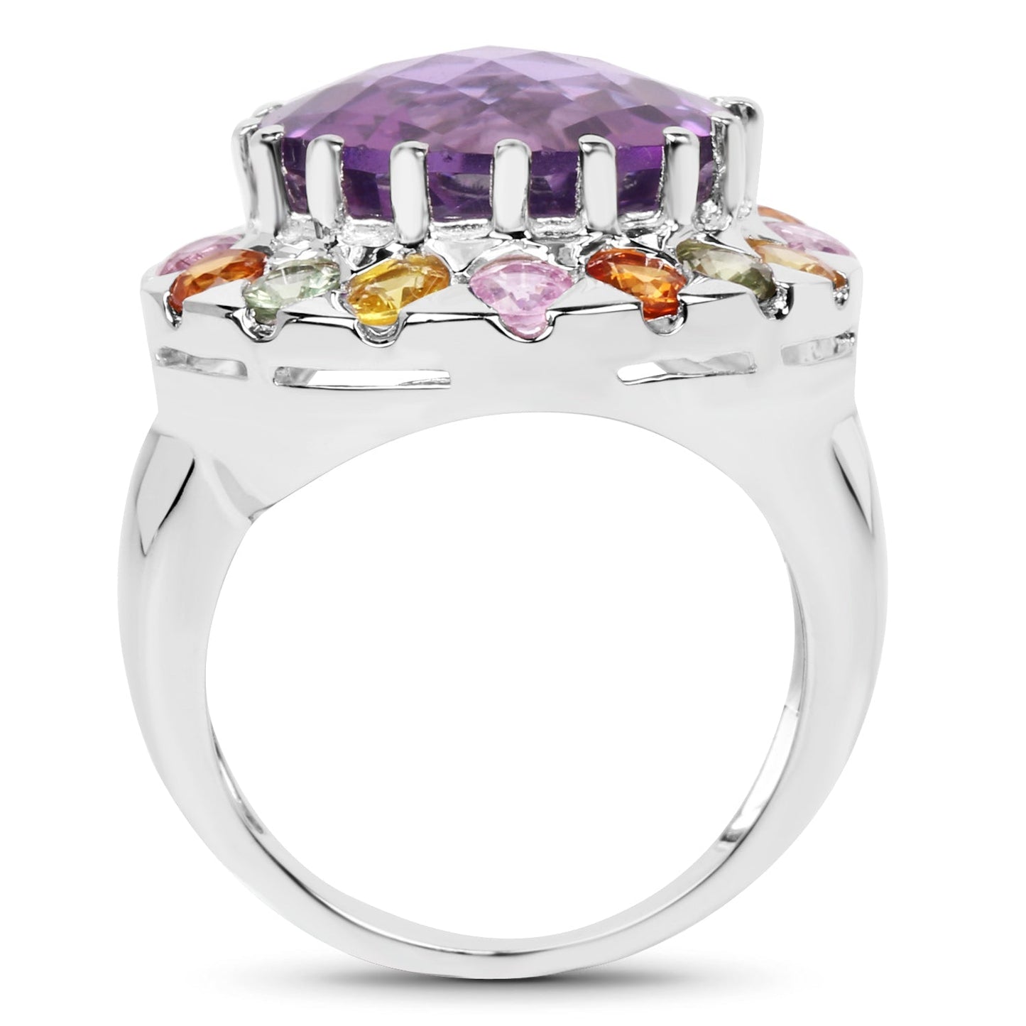 10.16 Carat Genuine Multi Stone .925 Sterling Silver Ring Bids.com