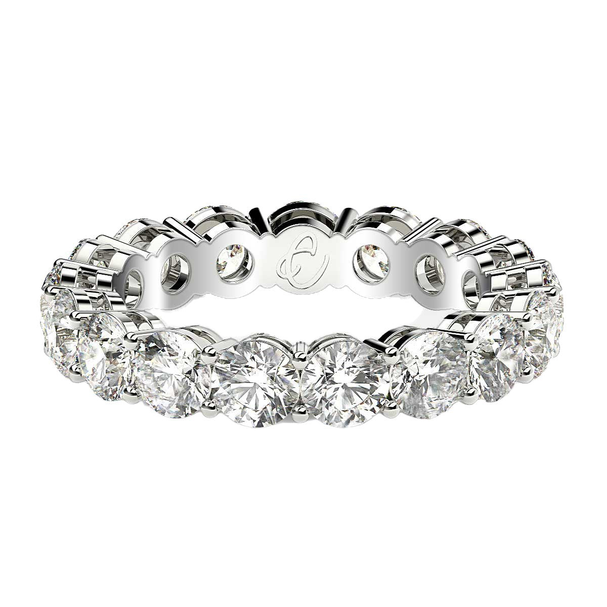 Round Cut Lab Grown Diamond Eternity Ring in 14k White Gold (3 cttw FG/VS2) Bids.com