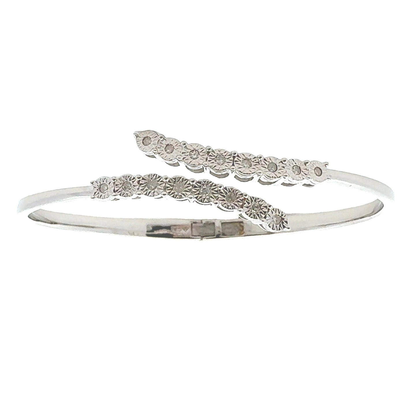 Genuine .25ct Diamond Bangle Bracelet Sterling Silver Bids.com