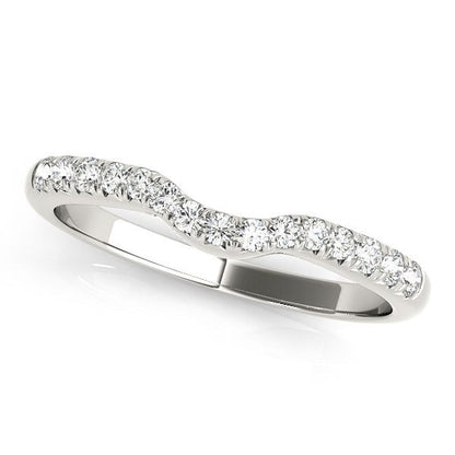 14k White Gold Pave Set Curved Diamond Wedding Band (1/5 cttw) Bids.com