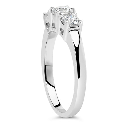 14K White Gold  3/4 Cttw Lab Grown Diamond 3 Stone Ring Band (F-G Color, VS2-SI1 Clarity)- Size 7 Bids.com