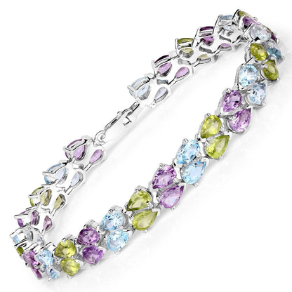 23.46 Carat Genuine Multi Stones .925 Sterling Silver Bracelet Bids.com