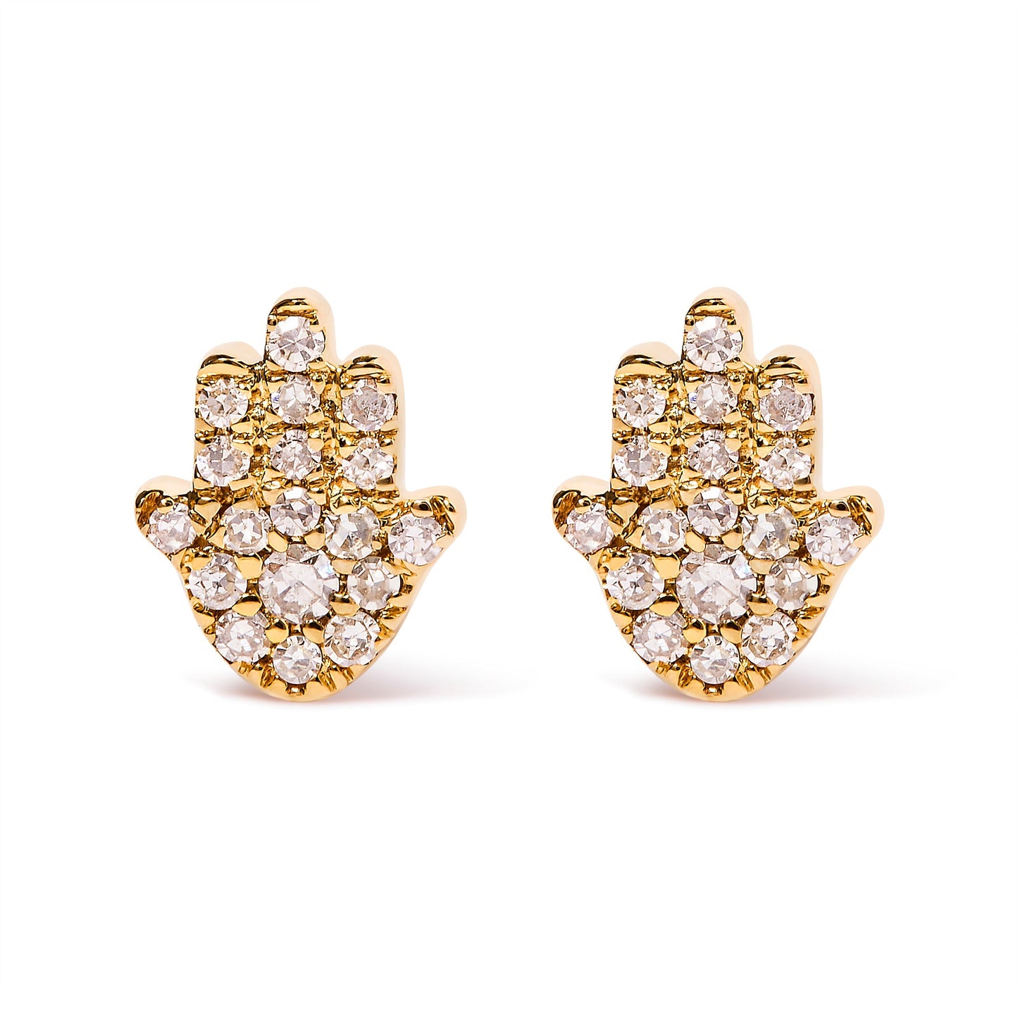 10K Yellow Gold Diamond Accented Hamsa Stud Earrings (H-I Color, I1-I2 Clarity) Bids.com