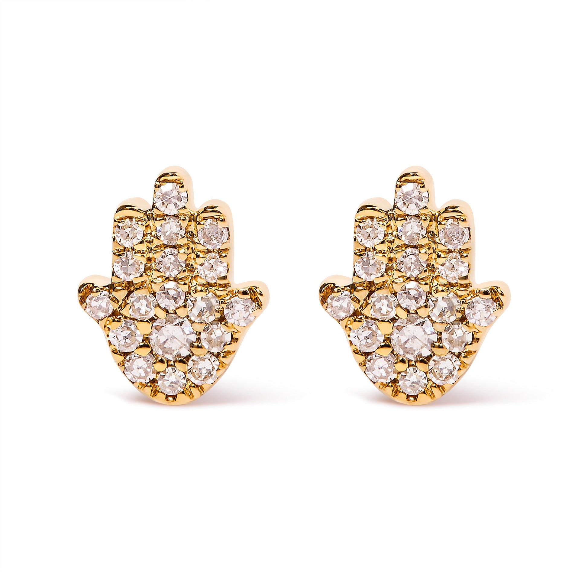 10K Yellow Gold Diamond Accented Hamsa Stud Earrings (H-I Color, I1-I2 Clarity) Bids.com