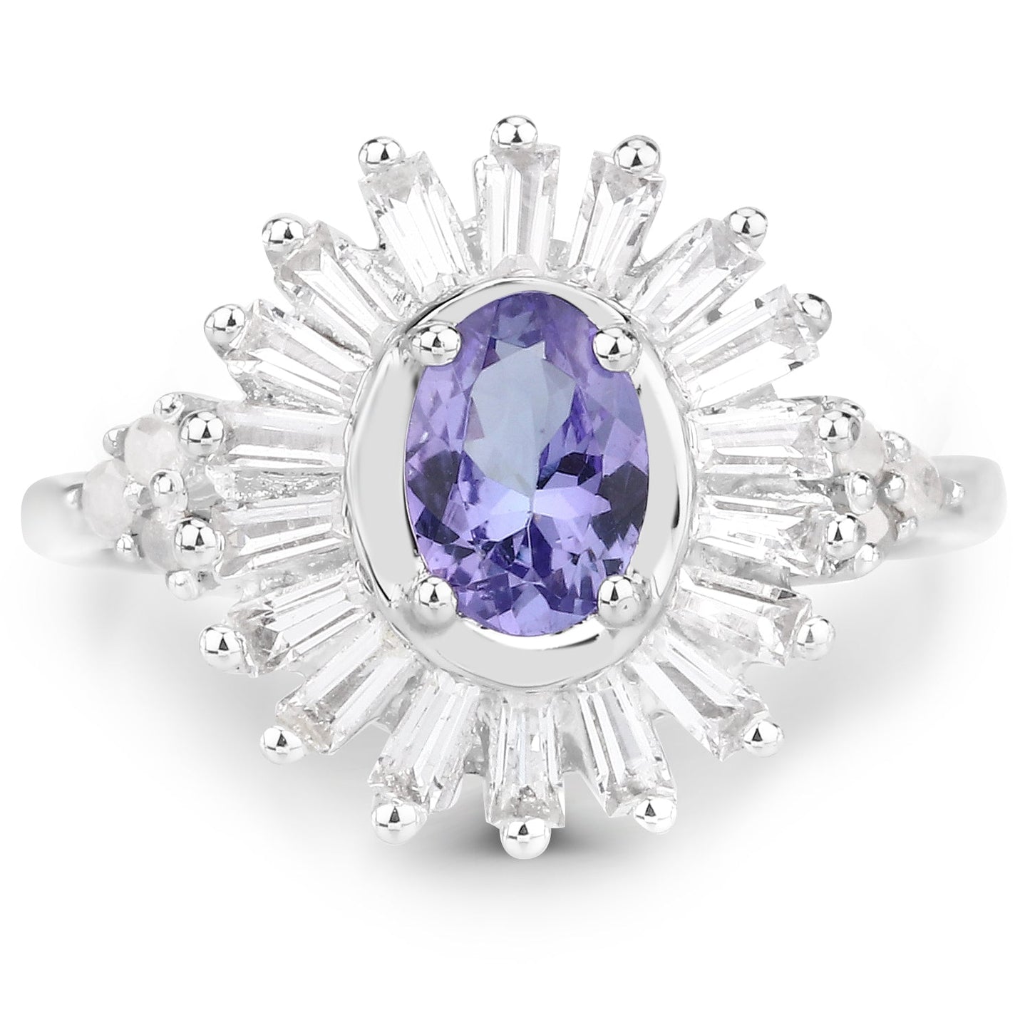 2.01 Carat Genuine Tanzanite and White Topaz .925 Sterling Silver Ring Bids.com