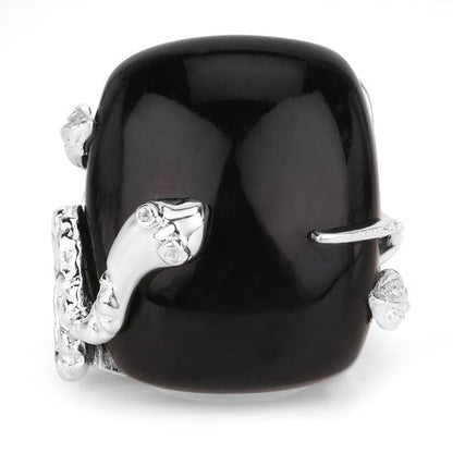 21.04 Carat Genuine Black Onyx and White Topaz .925 Sterling Silver Ring Bids.com