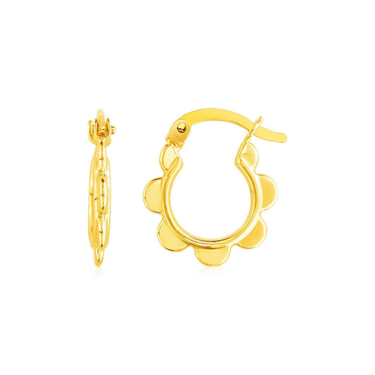 14k Yellow Gold Scalloped Hoop Earrings Bids.com