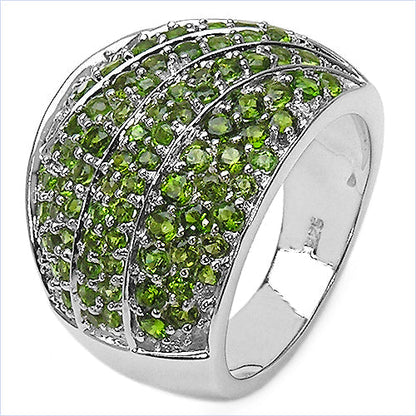 3.16 Carat Genuine Chrome Diopside .925 Sterling Silver Ring Bids.com