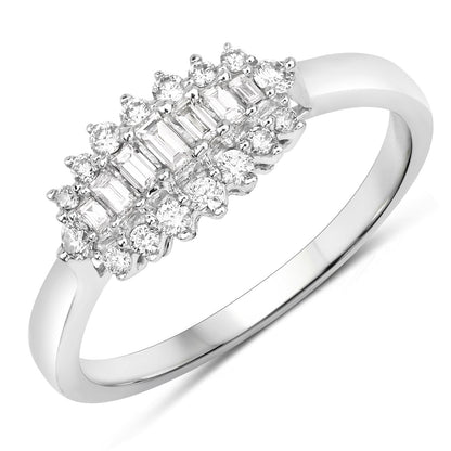 0.37 Carat Genuine White Diamond 14K White Gold Ring (E-F Color, VS-SI Clarity) Bids.com