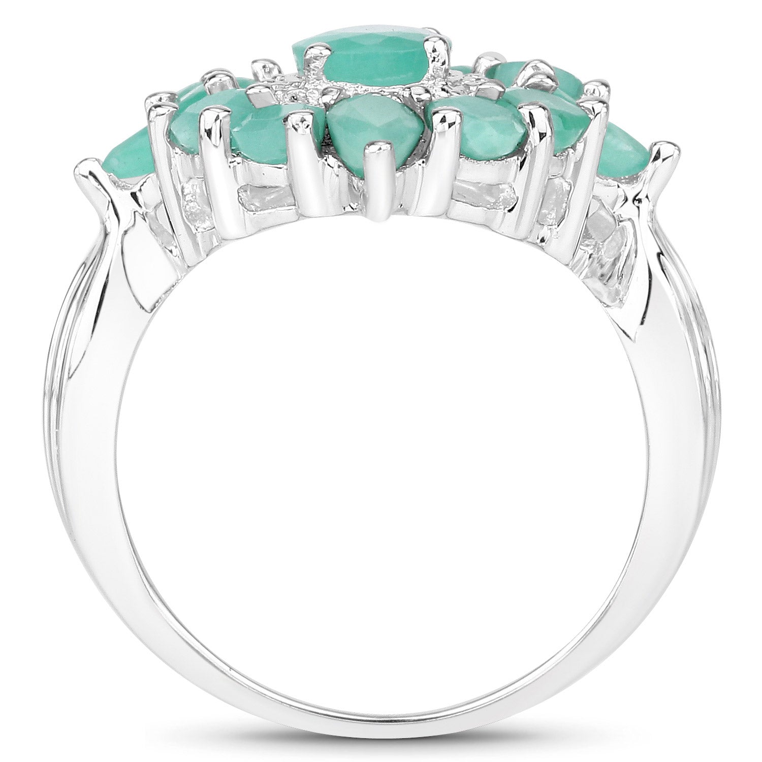2.37 Carat Genuine Emerald .925 Sterling Silver Ring Bids.com