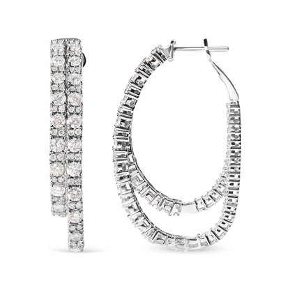 14K White Gold 4.0 Cttw Diamond Asymmetrical Inside Out Double-Hoop Earrings (I-J Color, I1-I2 Clarity) Bids.com