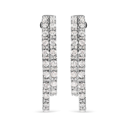 14K White Gold 4.0 Cttw Diamond Asymmetrical Inside Out Double-Hoop Earrings (I-J Color, I1-I2 Clarity) Bids.com