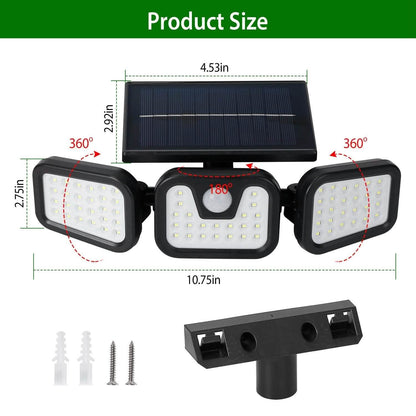 74 LEDs 3 Adjustable Solar Head Motion Sensor Flood Light DailySale