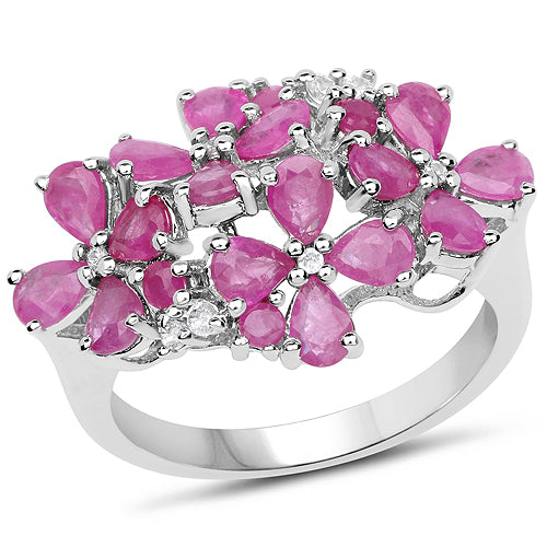 3.51 Carat Genuine Ruby and White Zircon .925 Sterling Silver Ring Bids.com