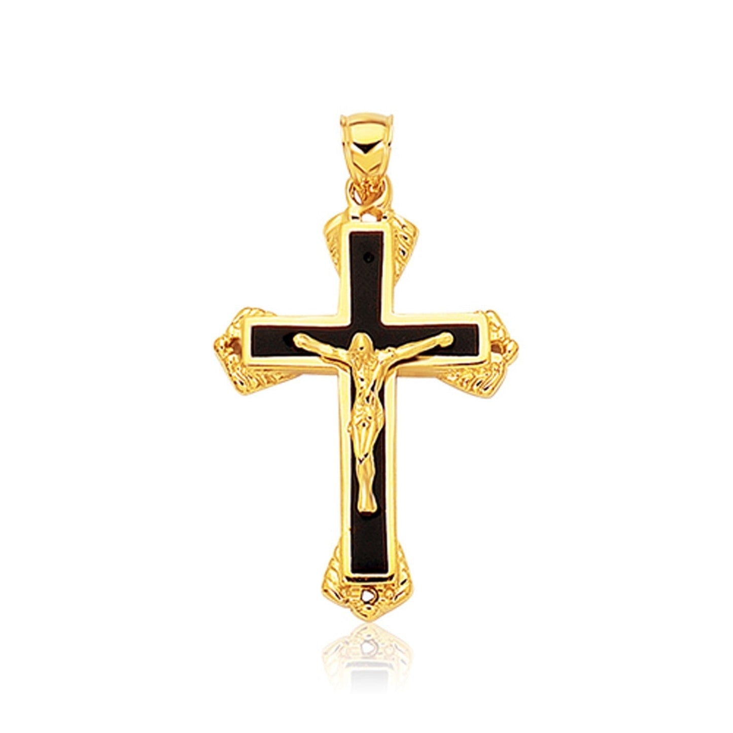 14k Yellow Gold Black Onyx Cross Pendant Bids.com