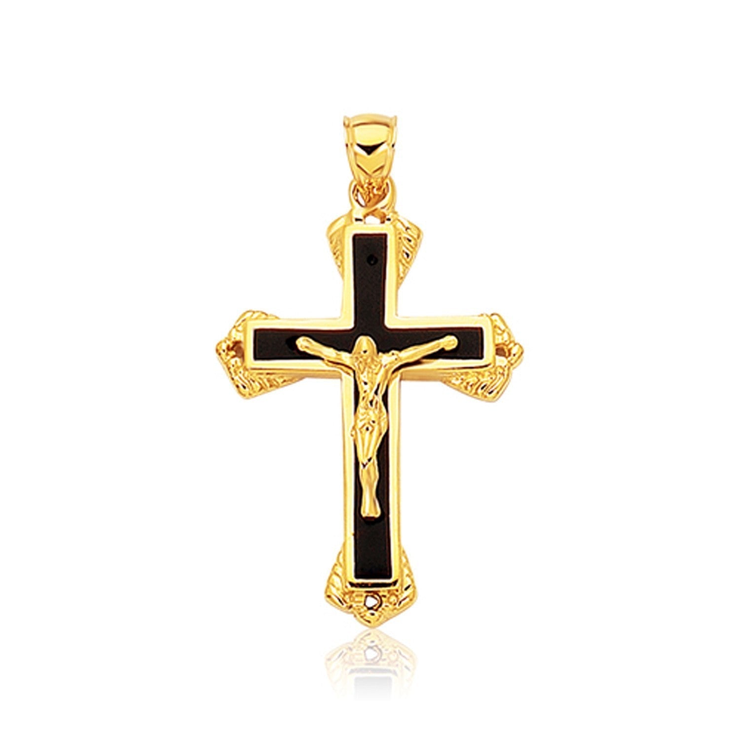 14k Yellow Gold Black Onyx Cross Pendant Bids.com