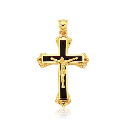 14k Yellow Gold Black Onyx Cross Pendant Bids.com