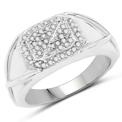 14K White Gold Plated 0.24 Carat Genuine White Diamond .925 Sterling Silver Ring Bids.com